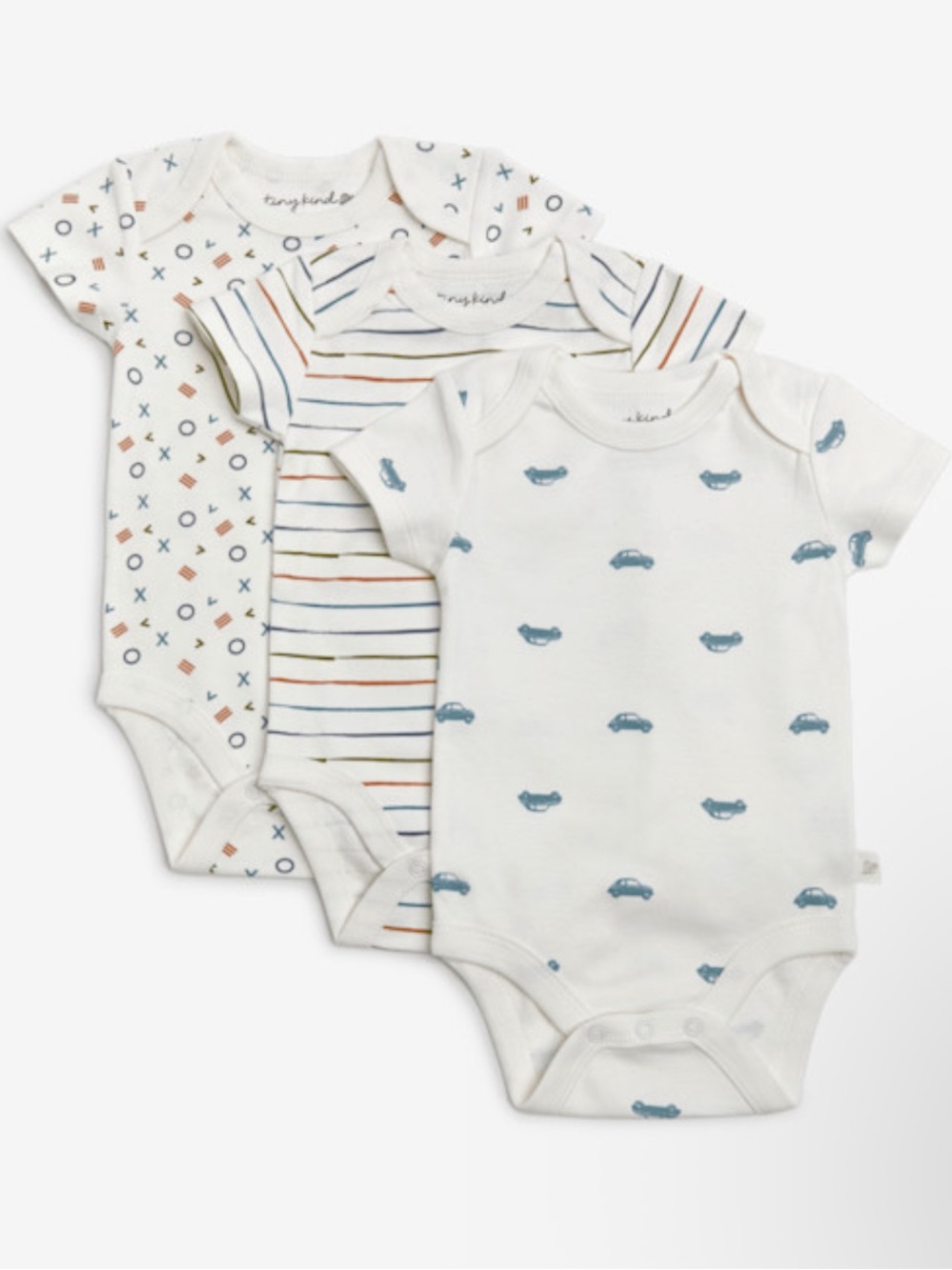 Tiny Kind 3-6M Organic Cotton Short Sleeve Bodysuit (3 Pack)